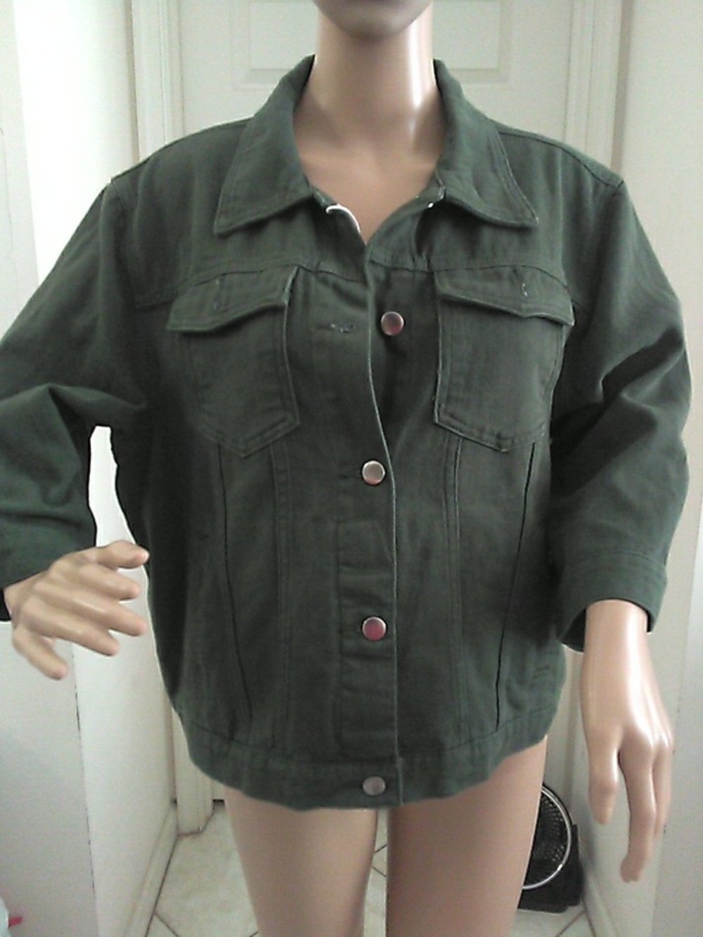 NWT UNILEXI Olive Green Women's Utility Jacket - Casual Button-Up SZ. XL 4 PKTS